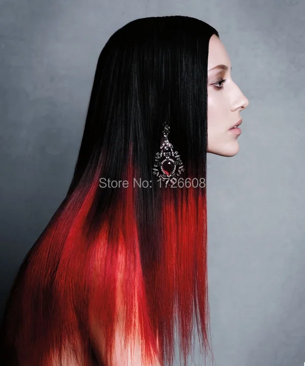 Dark Brown Short Hair Red Tips