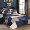 Cotton 3 Pieces Queen Designer Geometric Coverlet Indian Hand Made Quilt Patchwork