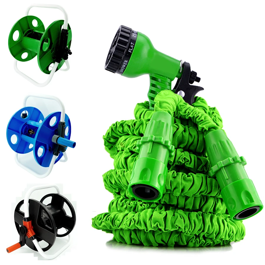 

Tall-Top 2019 New Flexible Anti-Temperature Garden Hose Reel With No Buckle patent Connector 7 dials Nozzle, Blue, green, black, pink,red,oragne,other color can customized