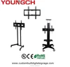 High stability unbreakable free standing display rack for large monitor bearing with wheels supports 32 inch to 100 inch monitor