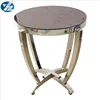 Modern round coffee table with stainless steel frame