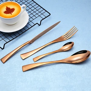 Image of Wedding Events Copper Cutlery, Plated Rose Gold Cutlery, Rose Gold Flatware