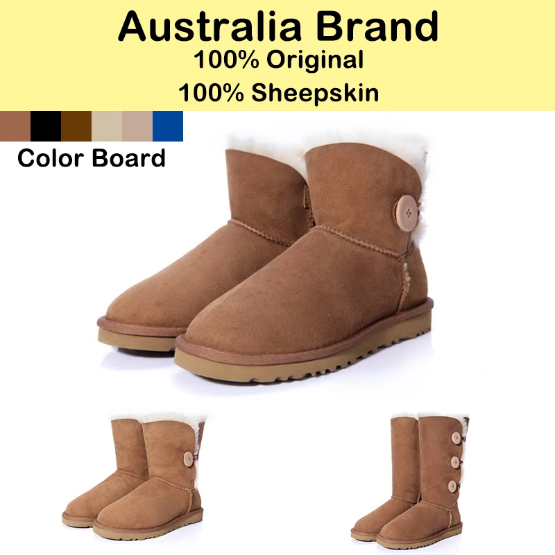 Australian-Brand-Women-Snow-Boots-Sheepskin-Wool-In-One