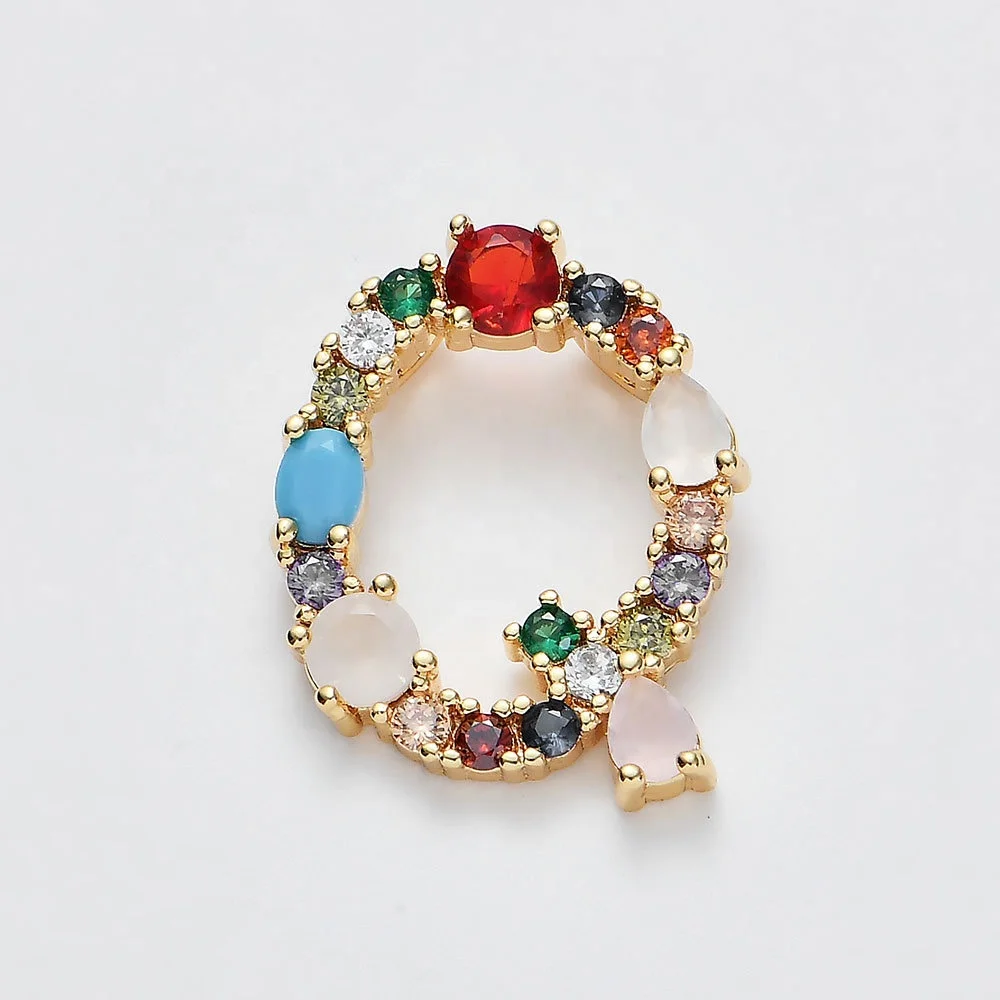 

Fashion jewelry Cubic Zirconia initial charms,Multicolor Micro pave CZ letter charms Necklace pendant,Charms for jewelry making