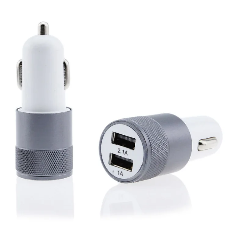 Aluminum Alloy Body Mobile Phone Car Charger Quick Charging Dual USB Charger For Smartphone
