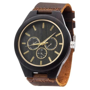 relojes de cuero de madera de cuarzo importados de china new arrival unisex three eye wooden watches quartz