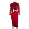 Wholesale Personalized Sexy Mandarin Collar Lace-up Hollow-out Polyester Two-piece Skirt Set
