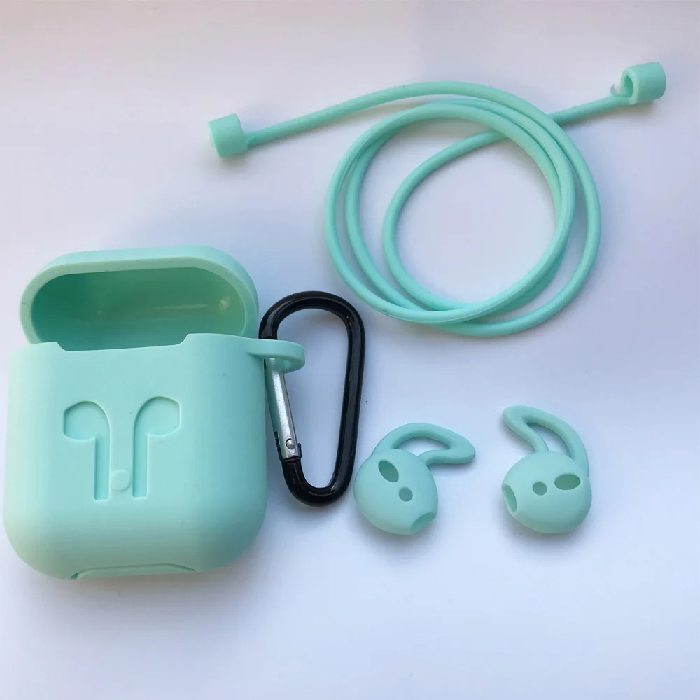 

Full Protective For Airpods Case Cover Portable Silicone Skin with Keychain, 10 Colors, 8 colors