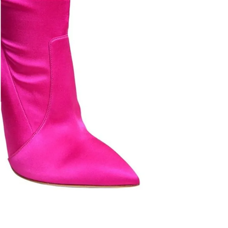 pink thigh high flat boots