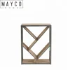 Mayco Modern Movable Dynamic Style Asymmetrical Design Diagonal Graywashed Tree Shaped 3 Tier Wood and Metal Stand Bookshelf