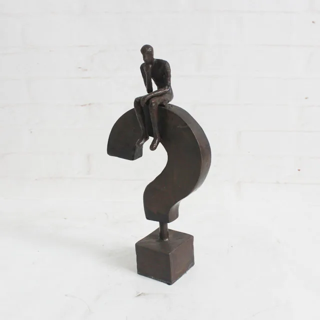 Sitting on Question Mark Handmade Human Sculpture for Home Decor