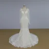 Modern deep sweetheart neck mermaid long sleeves lace wedding dress