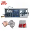 servo motor driven forming-cutting-stacking three station thermoforming machine with full automatic