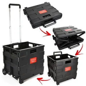 Image of Woka Home Foldable Rolling Cart With Wheels Folding Storage Cart Rolling Picnic Storage Box Plastic Foldable Storage Box