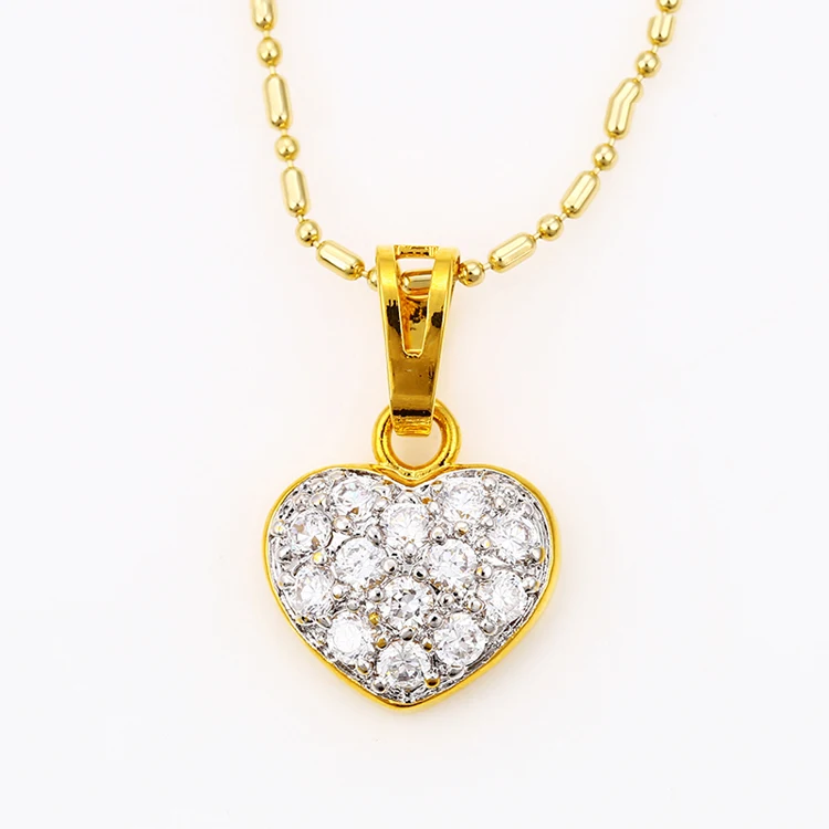 

Xuping costume jewelry golden dubai real gold plated zirconia heart shape pendant for girlfriend