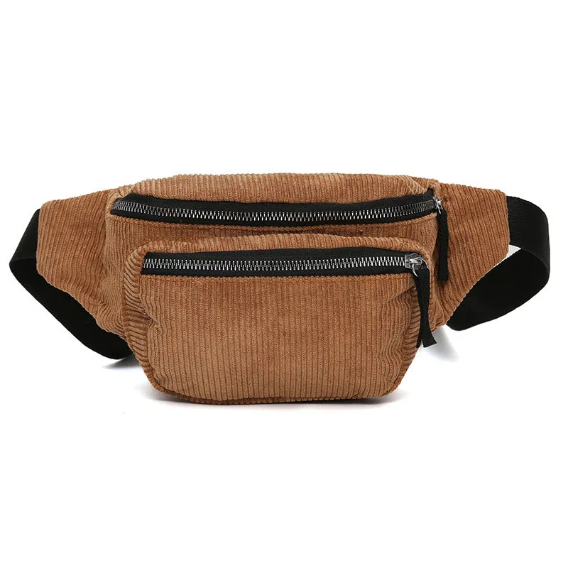 

Vintage Corduroy Waist Pack Women Girls Chest Pouch Belt Bags Female Fashion Shoulder Fanny Pack
