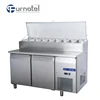 Commerical Salad Bar Equipment Stainless Steel Work Table Salad Bar Counter with Table Top Pan Refrigerator FRCR-3-1