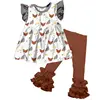 Lovely Girls Cotton outfits colours chicken designs dress Wholesale girls summer boutique clothing