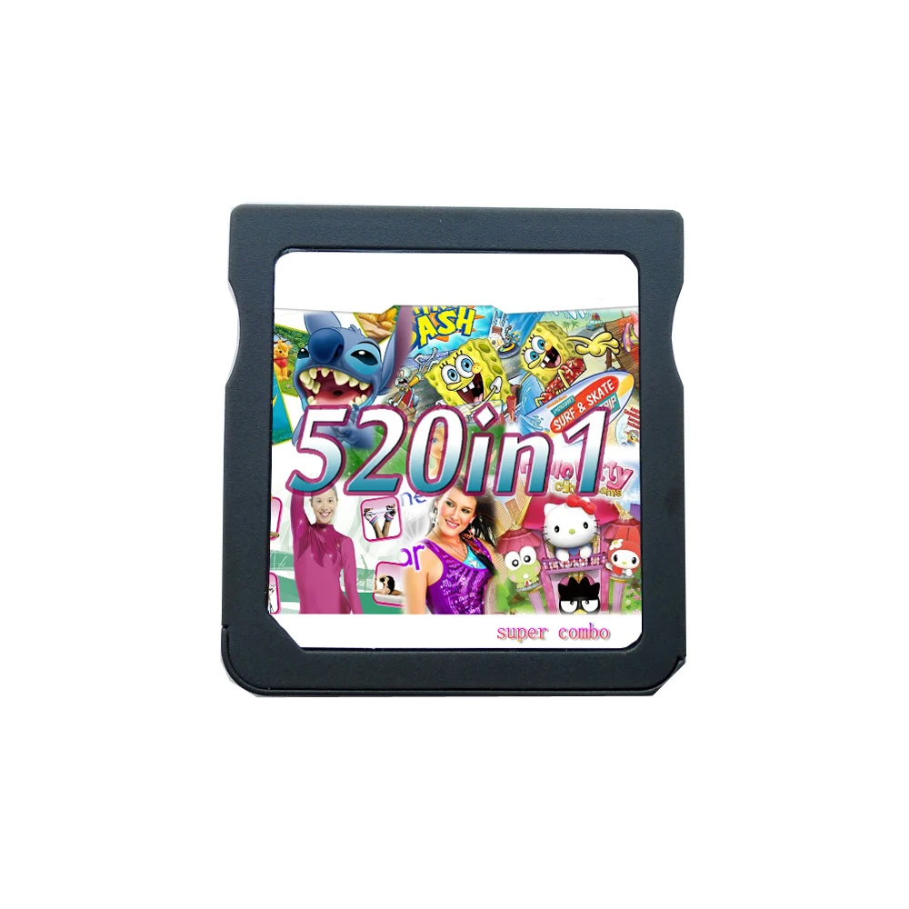 

Free Shipping 520 IN 1 Games Cartridge Cards for DS Video Game, Black