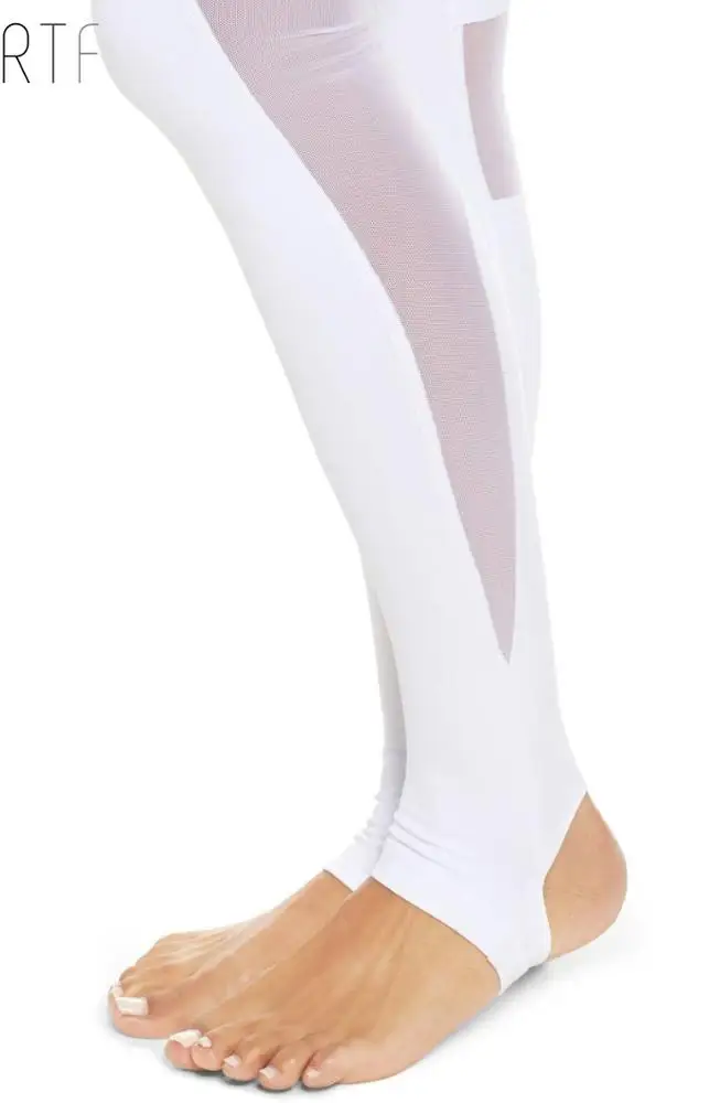 
Hot sexy white labels leggings high waist white mesh girl yoga pants ladies 