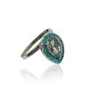 Handmade Design elegant Copper unique cz micro pave Diamond Blue Sapphire crystal Ring