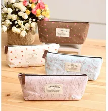 F940 Elegant Rural Style Canvas Printed Pencil case Zipper Pencil Bags writing case