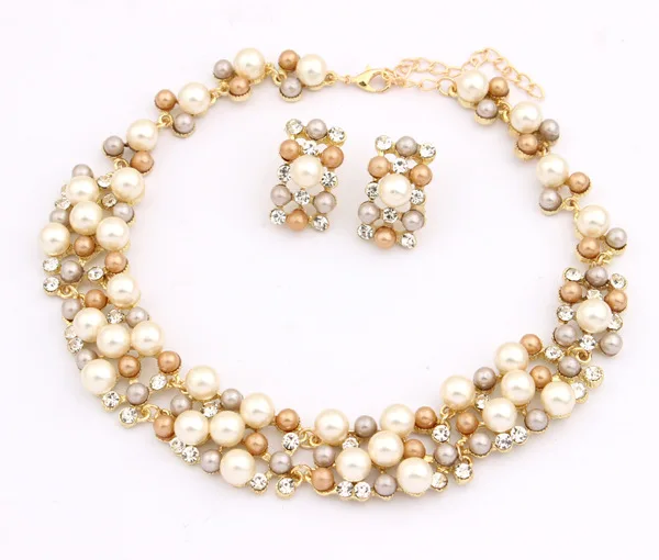 

Handmade Woman Pearl Choker Charm Necklaces Pendants Earring Set, N/a