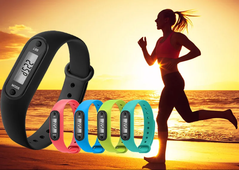 Low Cost Silicone Wrist Pedometers Lcd Digital Step Meter Pedometer