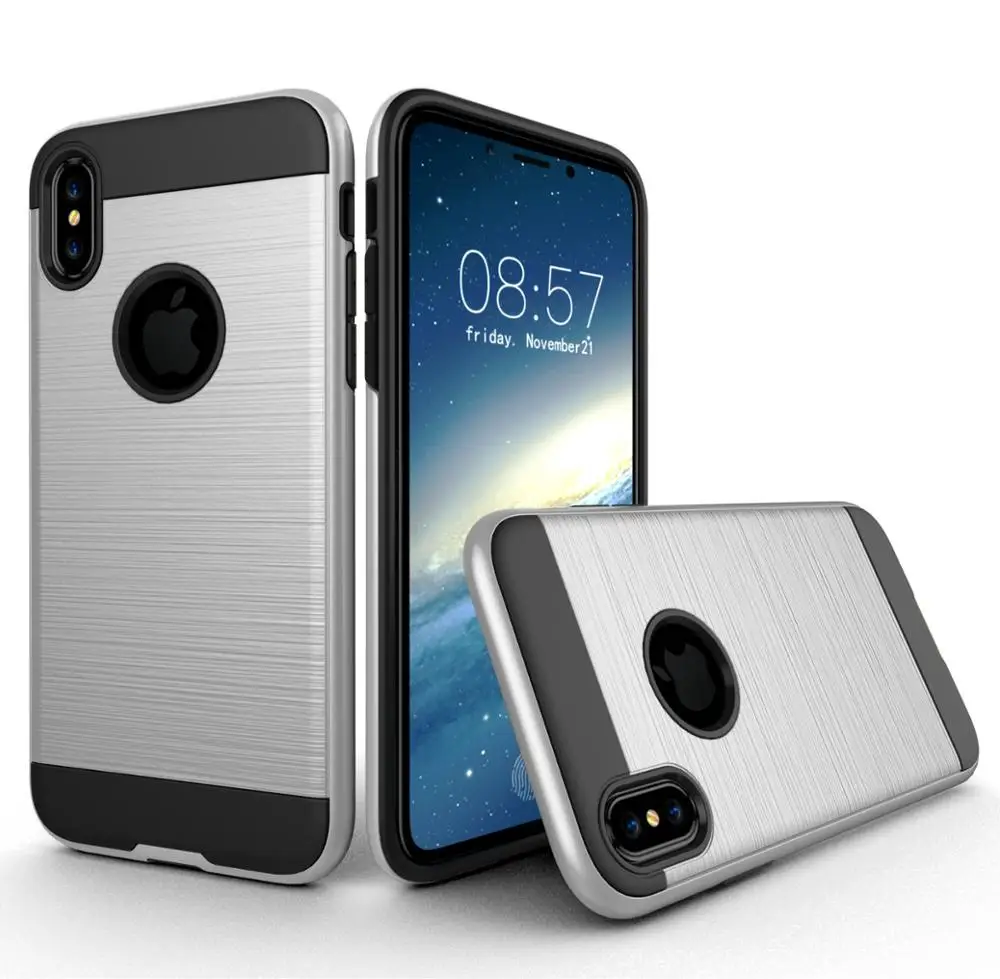 

High Quality Premium Brushed Metal Design Hard Back Hybrid Shockproof Tough Rugged Cover Cases For iPhone XS max