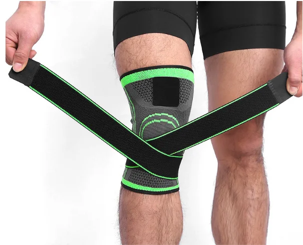 

2019 new arrival elastic neoprene knee support adjustable fitness sport knee brace protector, Black/orange/green