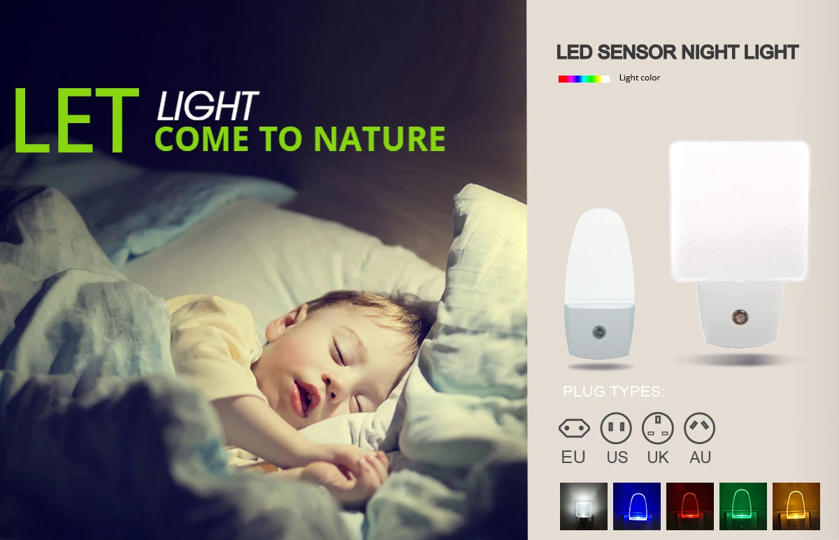 Plug In Automatic Night Light Dusk to Dawn Home UK Plug Spare Bulb