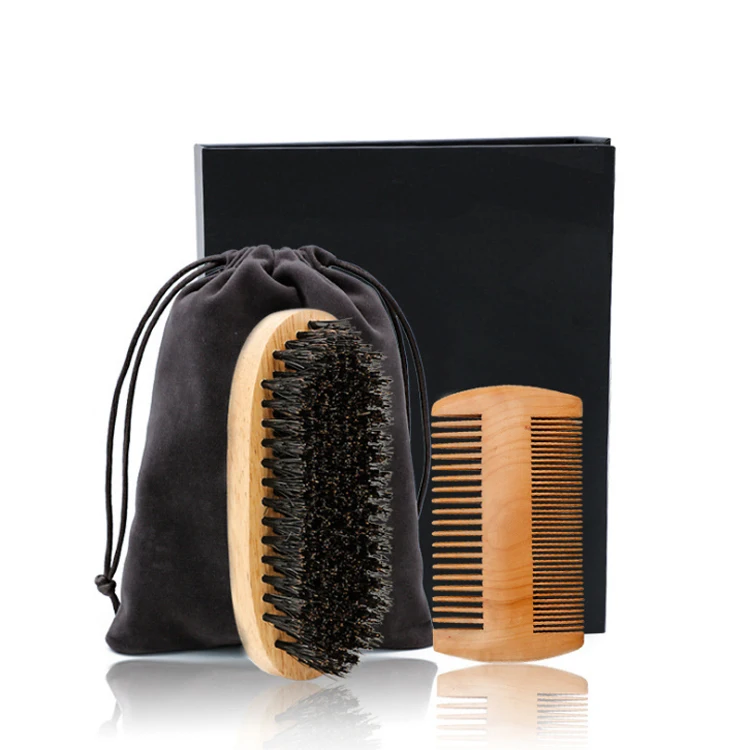 

High quality customized your logo men beard comb and guide beard grooming kit