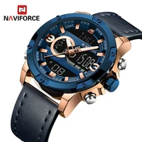 

Original Brand Naviforce 9097 Men's Watches Luxury Genuine Leather Military Waterproof Sports Digital Quartz Dual Time Watch