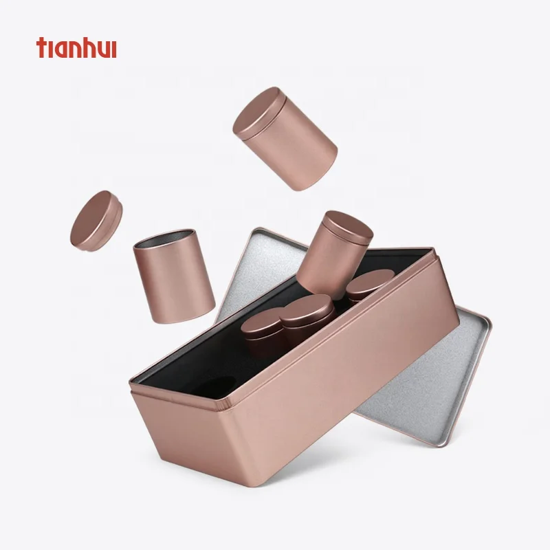 

Tianhui elegant metal tin iron gift packaging tea box with 6 tin cans