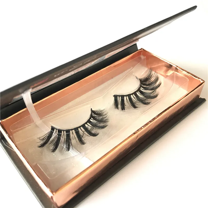 

Premium 3D Silk Lashes Eyelashes Custom Eyelash Box Packaging, Natural black