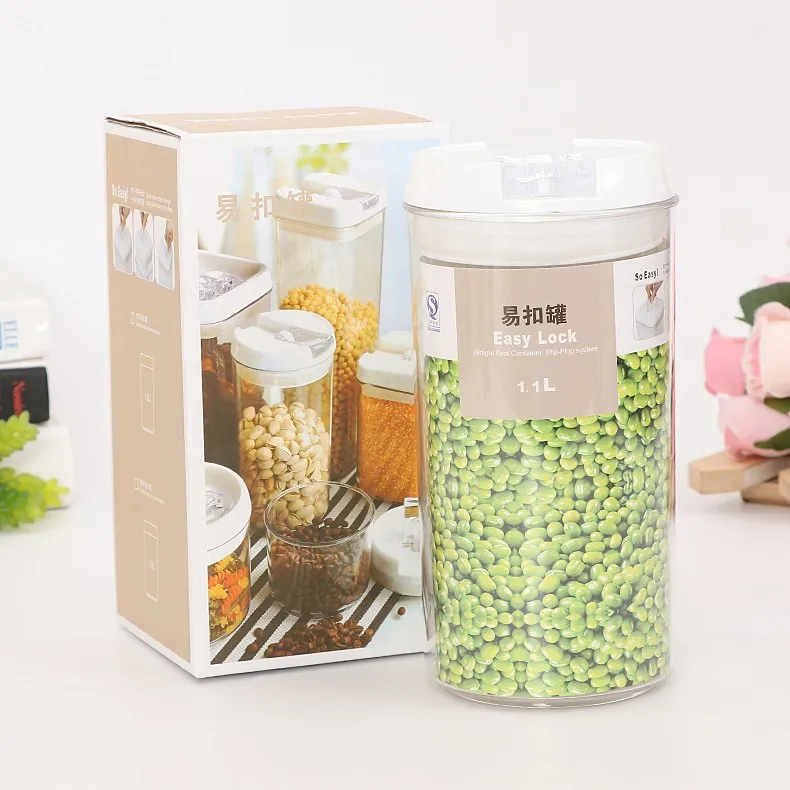 
Factory direct Sale high seal transparent Plastic Airtight 1.1L Round easy lock food containers 