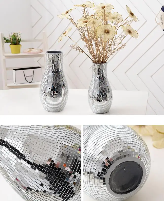 Wedding Gift Cheap Mirrored Glass Mosaic Silver Vases Buy Cheap Mosaic Vases,Mosaic Vases For