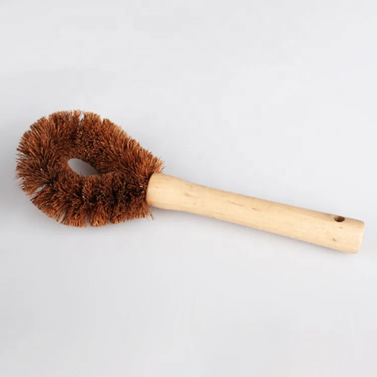 

Wooden Palm Dish Cleaning Brush With Handle, As photo