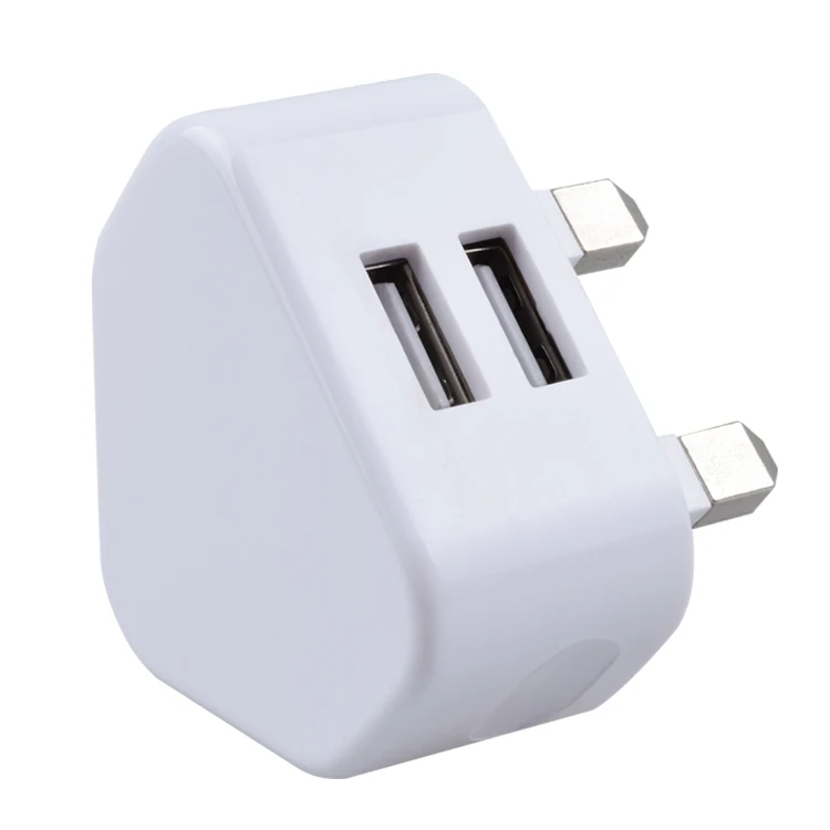 

Hengye Trade Assurance 3 Pin 2A UK Plug 2 Port USB Wall Charger Adapter For Android iPhone Tablet, White