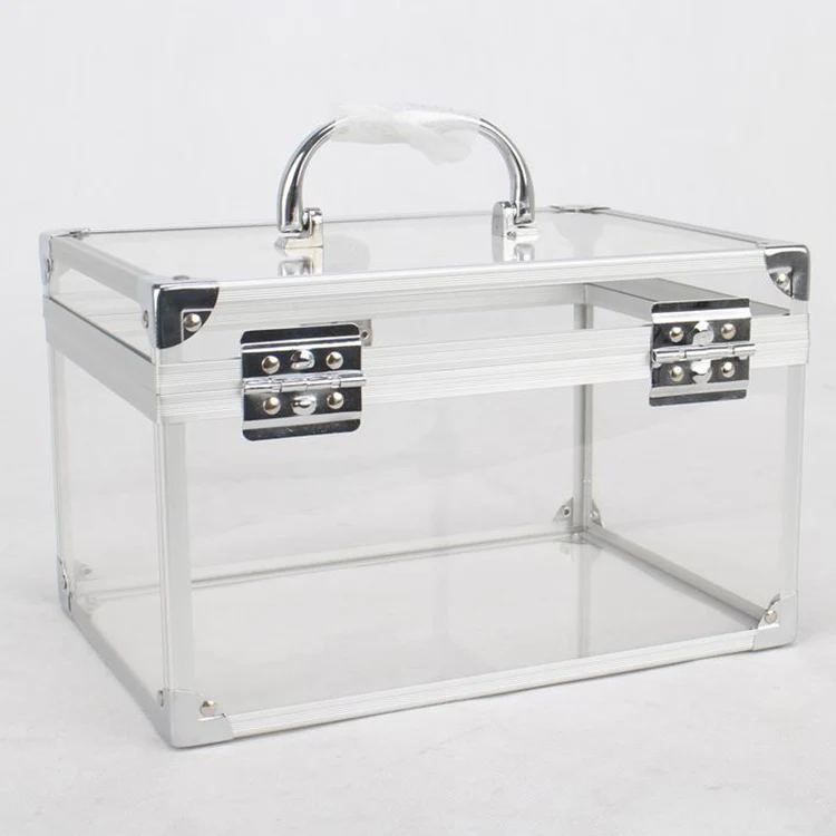 Unique clear empty hard shell acrylic train plastic makeup display box