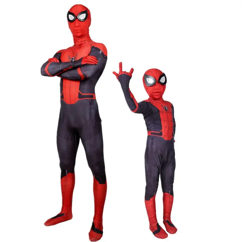 

Adult Kids SpiderMan Far From Home Cosplay Costume Spiderman Superhero Bodysuit Suit Jumpsuits, As picture