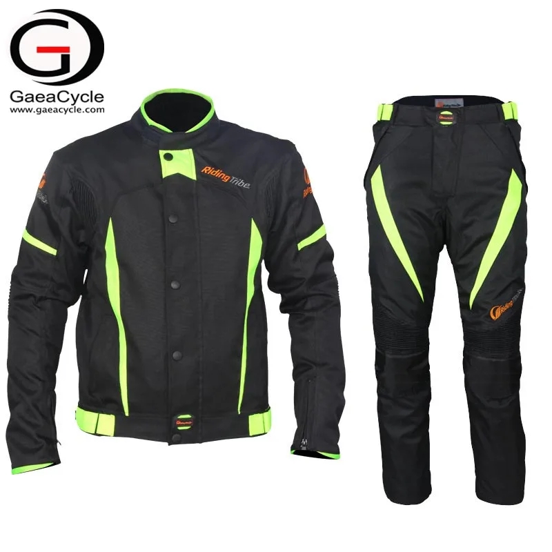 

Warm Motorcycle Racing Suit Waterproof Men Winter Jacket and Trousers Set, Black and green
