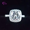 pure 14k white gold 2.5 carat cushion cut diamond halo moissanite ring