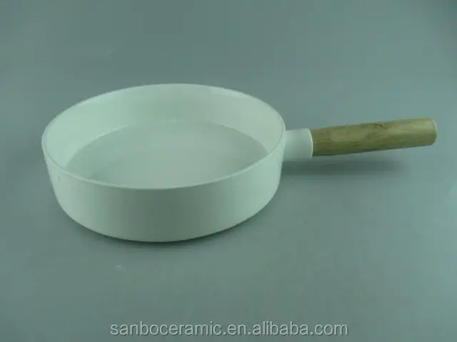 White Ceramic Fry Pan Cookware Set Frying Pan With Wooden Handle Buy Ceramic Fry Pan Pans With Removable Handle White Ceramic Grill Pan Product On Alibaba Com