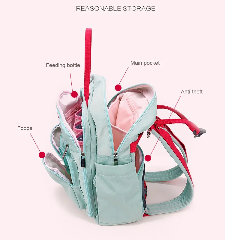 Hot Sale Fashion High Quality Multifunction Travel Waterproof Backpack Mummy Baby Diaper Bag