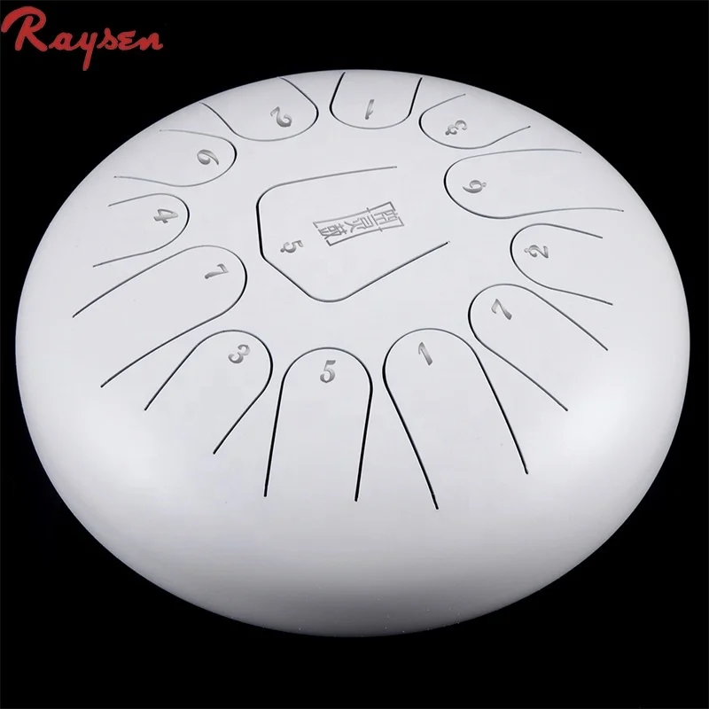 

Raysen  13 tone steel tongue drum musical instrument 14 colors, White, yellow, black, blue (can customize)