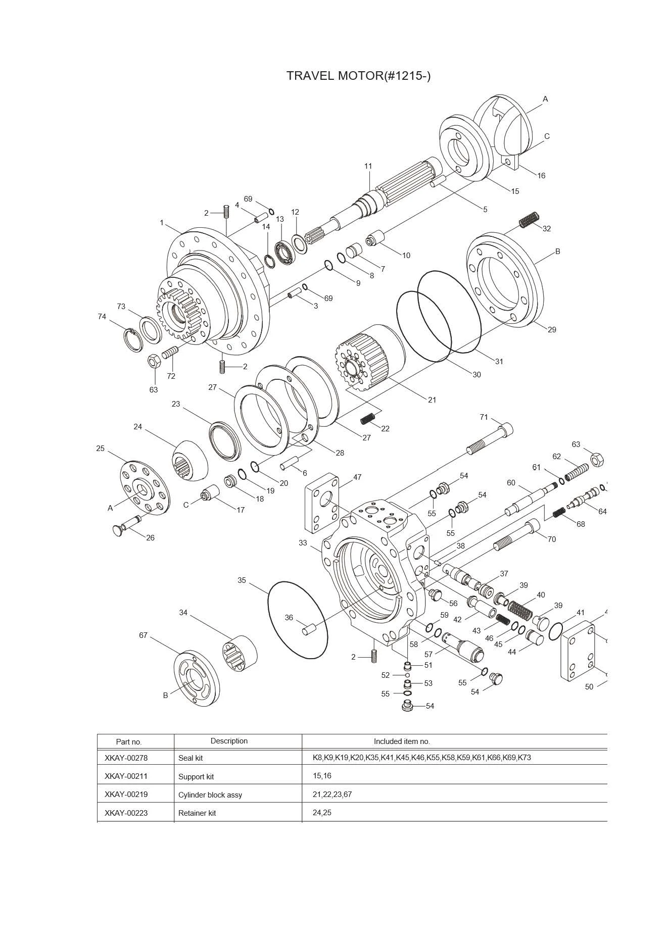 Travel Motor Support Kit Xkay-01070 Xkay-00211 For Excavator R250lc7 ...