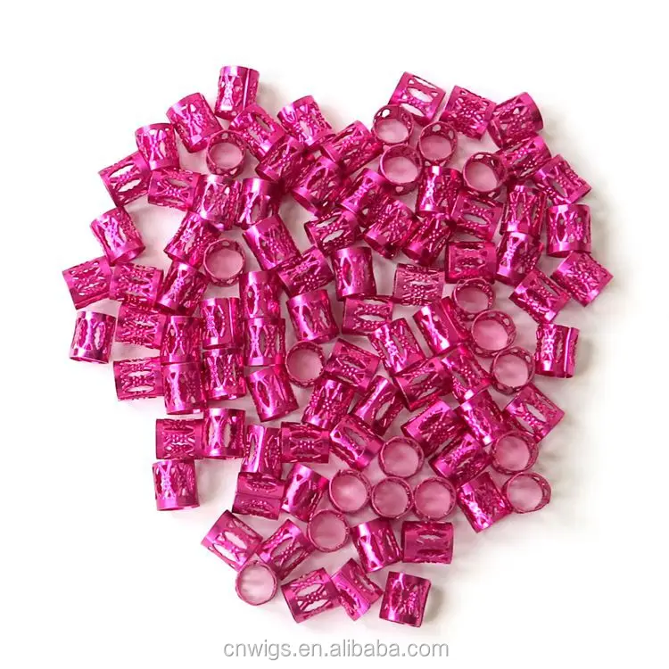 

XUCHANG HARMONY 2000 Pieces hair dreadlock bead cuff clip easy to wear and remove for crochet braiding hair extensions, Fuschia