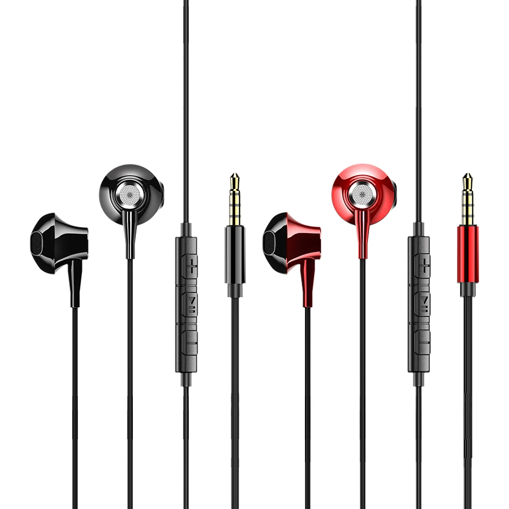 

USAMS US-SJ271 EP-29 1.3M Metal 3.5MM Earphone Wired, Red/black