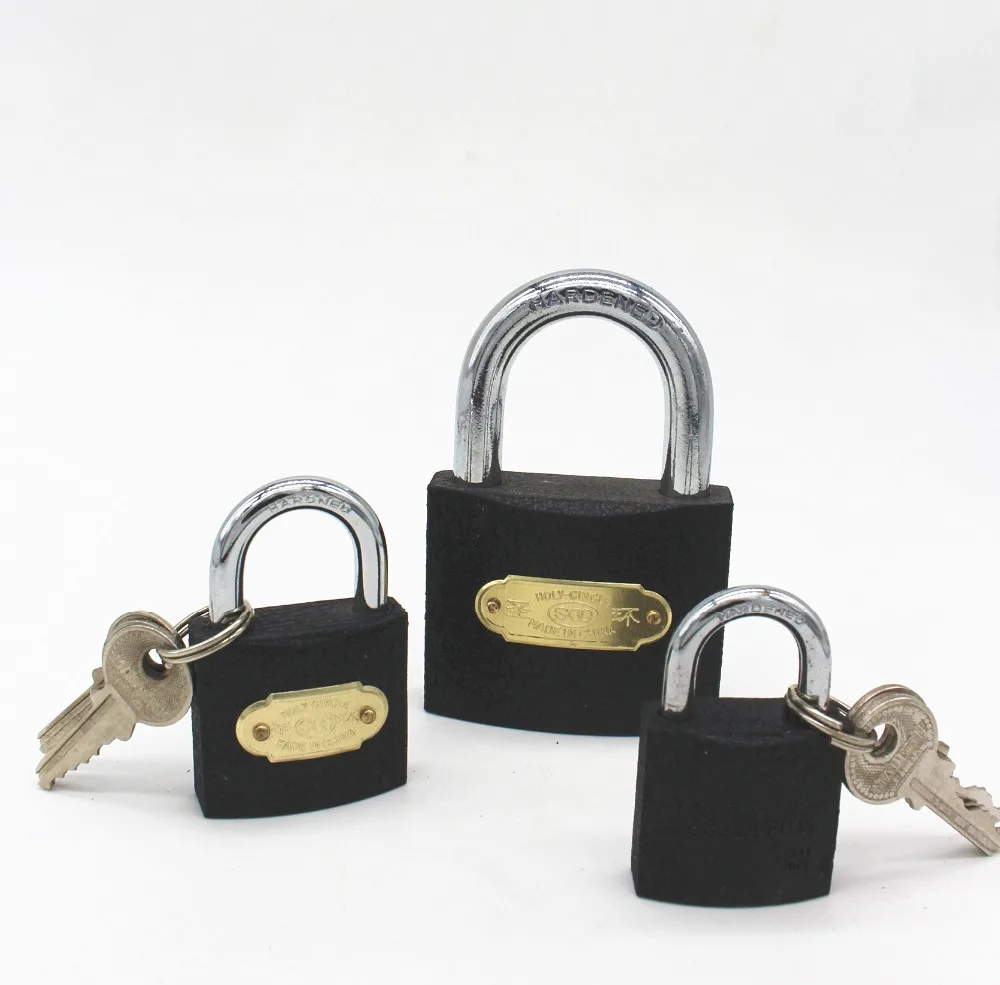 
Vietnam Cambodia Myanmar market hot sale short long shacke black padlock iron pad lock 